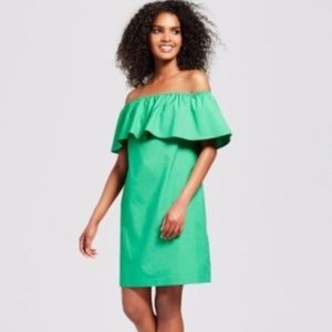 Who What Wear Green Off the Shoulder Dress